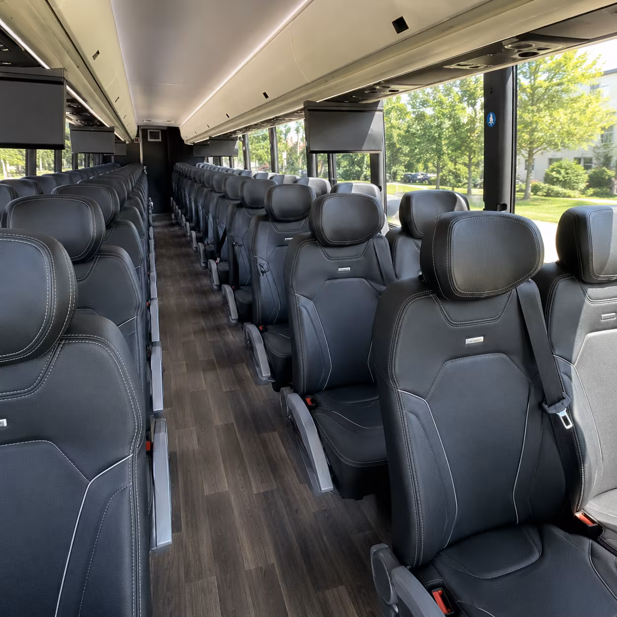 56 passenger charter bus inside
