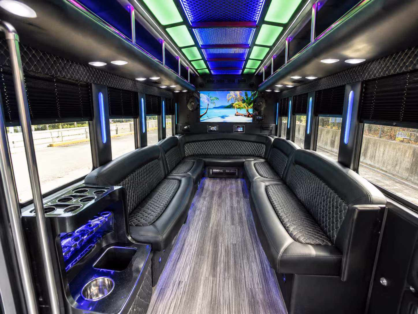 tucson 18 passenger party bus inside